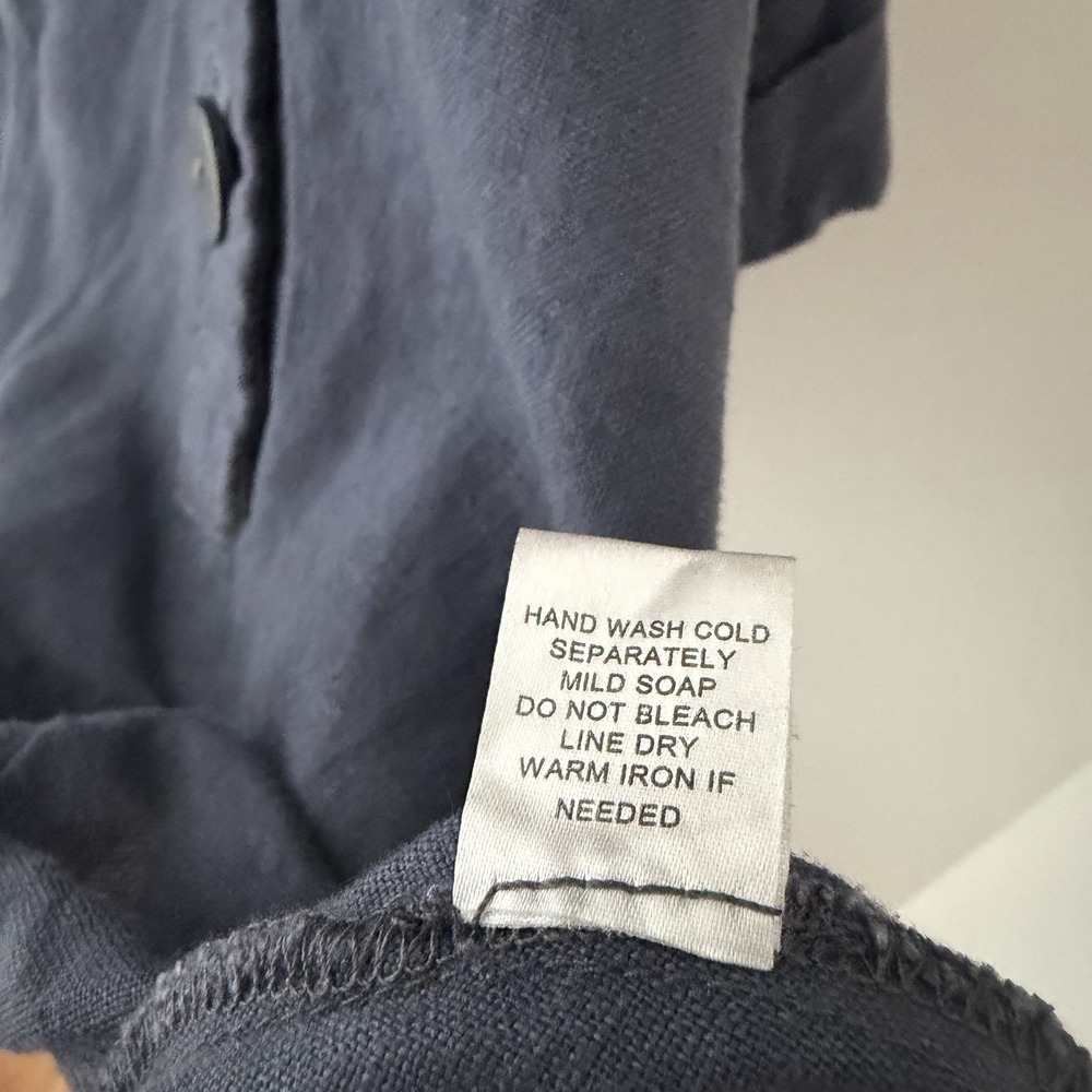 100 % Linen Spanner Navy Hooded Button-Front Jacket - Picture 5 of 8